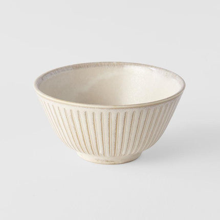 Rice Bowl 12cm Ridged Alabaster Glaze.