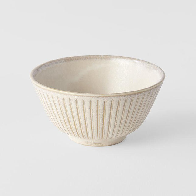 Rice Bowl 12cm Ridged Alabaster Glaze.