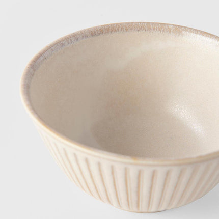 Rice Bowl 12cm Ridged Alabaster Glaze.