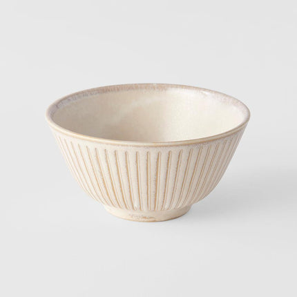 Rice Bowl 12cm Ridged Alabaster Glaze.