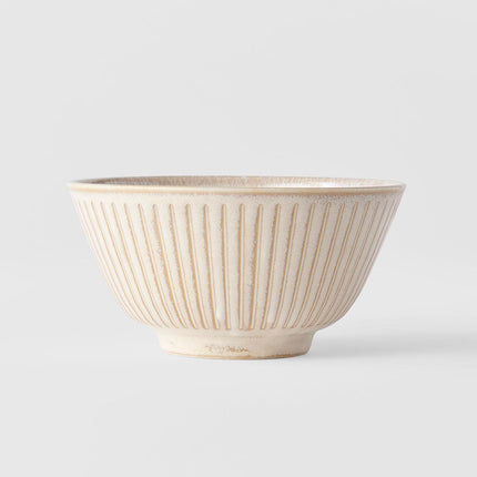 Rice Bowl 12cm Ridged Alabaster Glaze.