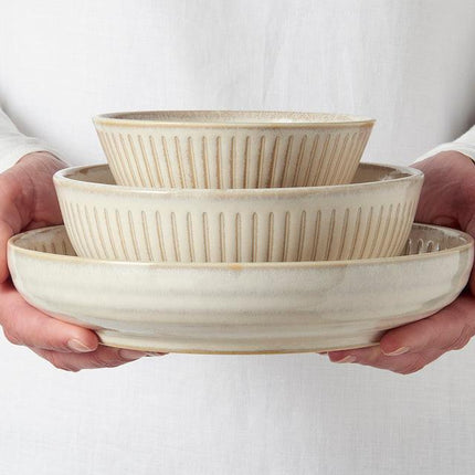 Rice Bowl 12cm Ridged Alabaster Glaze.