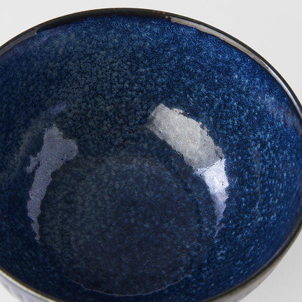 Rice Bowl 13.3cm Ridged Indigo Glaze.