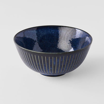 Bowl 16cm Ridged Indigo Glaze.