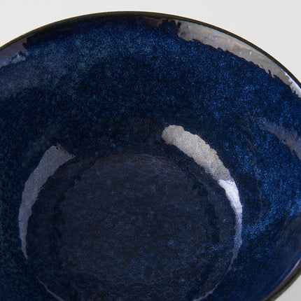 Bowl 16cm Ridged Indigo Glaze.