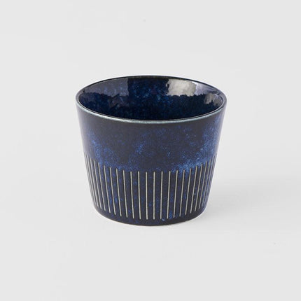 Soba Cup 175ml Ridged Indigo Blue Glaze.