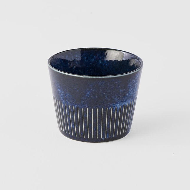 Soba Cup 175ml Ridged Indigo Blue Glaze.