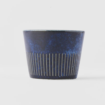 Soba Cup 175ml Ridged Indigo Blue Glaze.