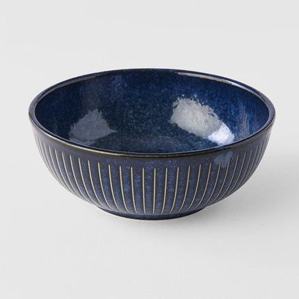 Pasta Bowl 16cm Ridged Indigo Blue Glaze.