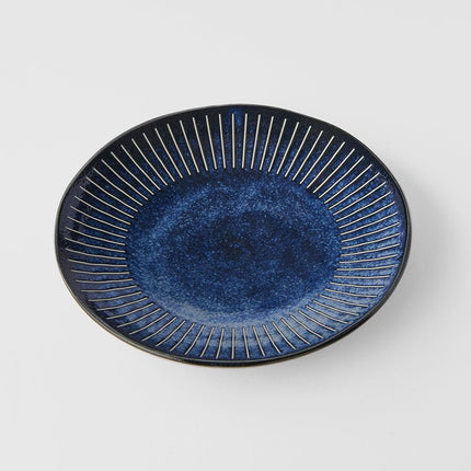 Dinner Plate 25cm Ridged Indigo Glaze.