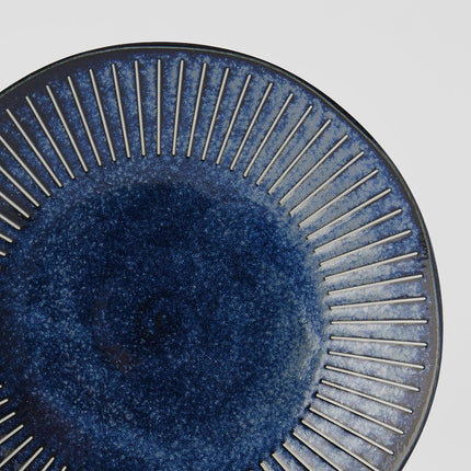 Dinner Plate 25cm Ridged Indigo Glaze.
