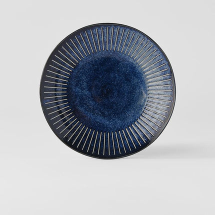 Dinner Plate 25cm Ridged Indigo Glaze.