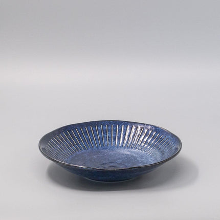 Bowl 25cm Ridged Indigo Glaze.