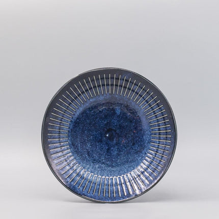 Bowl 25cm Ridged Indigo Glaze.