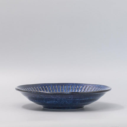 Bowl 25cm Ridged Indigo Glaze.