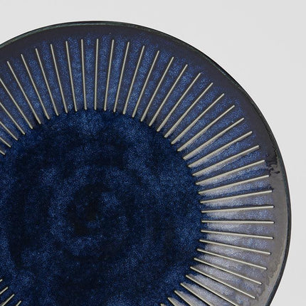 Dinner Plate 23cm Ridged Indigo Blue Glaze.