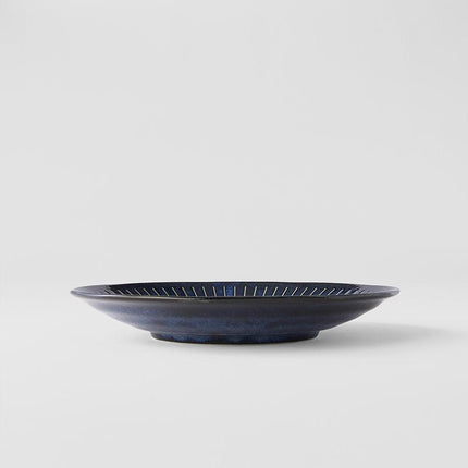 Dinner Plate 23cm Ridged Indigo Blue Glaze.
