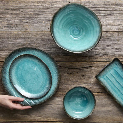 Serving Platter 42cm Sky Blue Glaze.