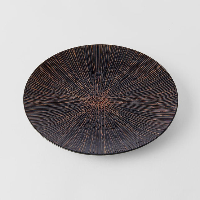 Plate 28cm Bronze Converging Line Glaze.