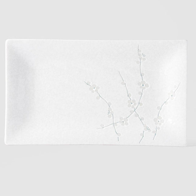 Platter Rectangular 33cm White Blossom Glaze.