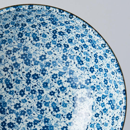 Ramen Bowl 21.5cm Blue Daisy Glaze.