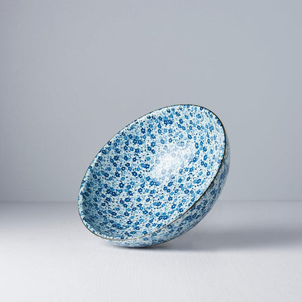 Ramen Bowl 21.5cm Blue Daisy Glaze.