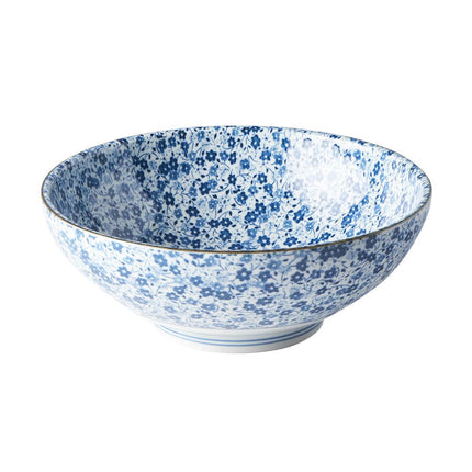 Ramen Bowl 21.5cm Blue Daisy Glaze.