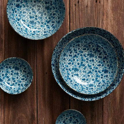 Ramen Bowl 21.5cm Blue Daisy Glaze.