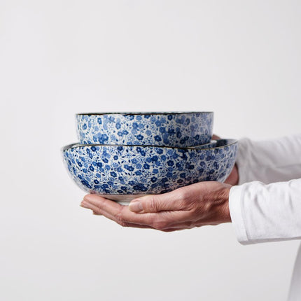 Bowl 13cm Blue Daisy Glaze.