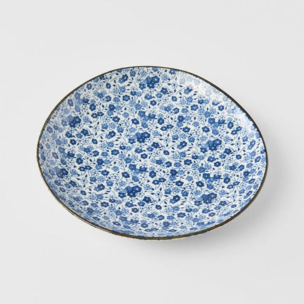 Side Plate Organic 19cm Blue Daisy Glaze.