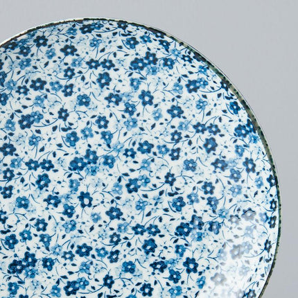 Side Plate Organic 19cm Blue Daisy Glaze.