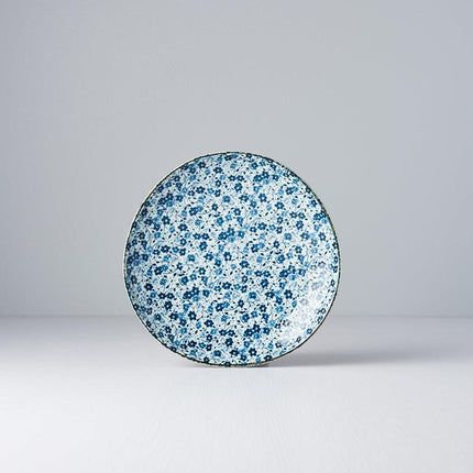 Side Plate Organic 19cm Blue Daisy Glaze.