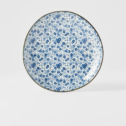 Side Plate Organic 19cm Blue Daisy Glaze.