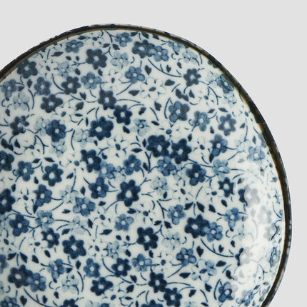 Saucer Organic Shape 12cm Blue Daisy Glaze.