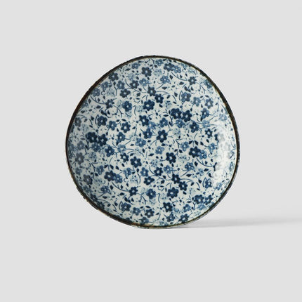 Saucer Organic Shape 12cm Blue Daisy Glaze.