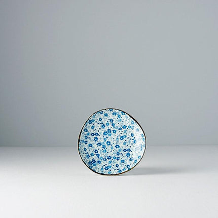 Saucer Organic Shape 12cm Blue Daisy Glaze.
