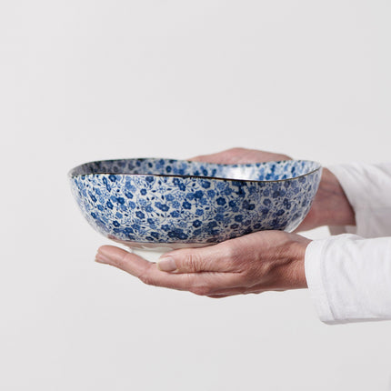 Bowl Organic 16.5cm Blue Daisy Glaze.