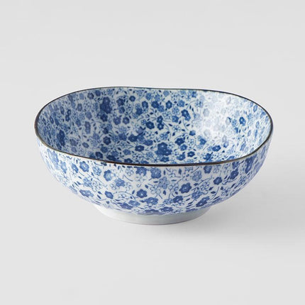 Bowl Organic 16.5cm Blue Daisy Glaze.