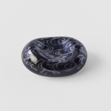 Chopstick Rest River Pebble Water Swirl Black Glaze.
