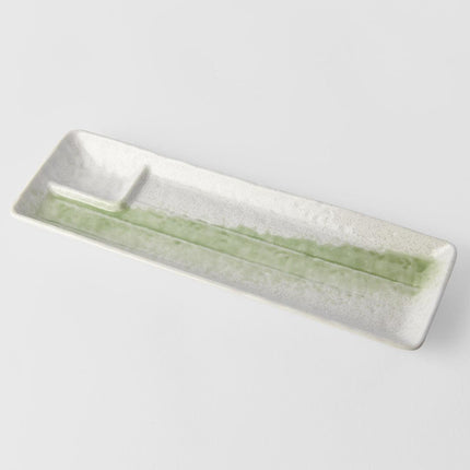 Dumpling Plate 33cm Green Brushstroke.