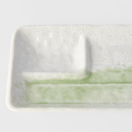 Dumpling Plate 33cm Green Brushstroke.