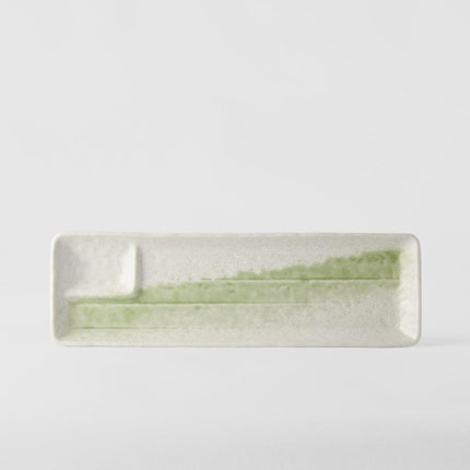 Dumpling Plate 33cm Green Brushstroke.