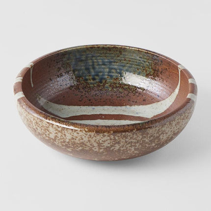 Bowl Thick Edge 24cm Striped Earth Glaze.