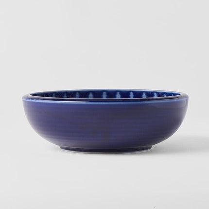 Bowl Thick Edge 24cm Indigo Drip Glaze.