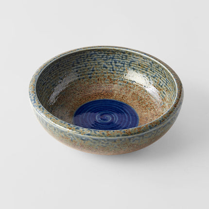 Bowl Thick Edge 24cm Earth & Sky Glaze w/ Blue pool.