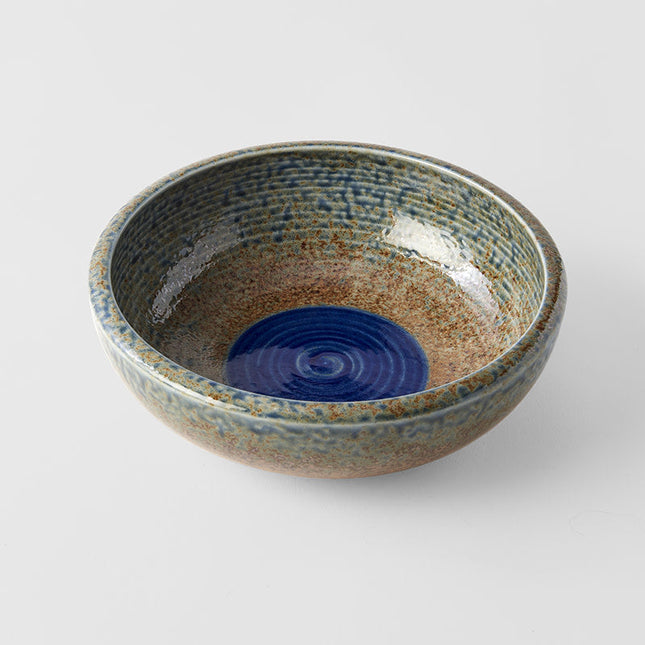 Bowl Thick Edge 24cm Earth & Sky Glaze w/ Blue pool.