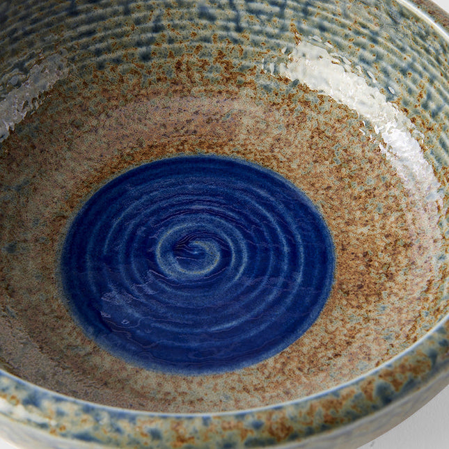 Bowl Thick Edge 24cm Earth & Sky Glaze w/ Blue pool.