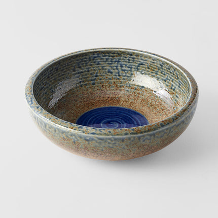 Bowl Thick Edge 24cm Earth & Sky Glaze w/ Blue pool.