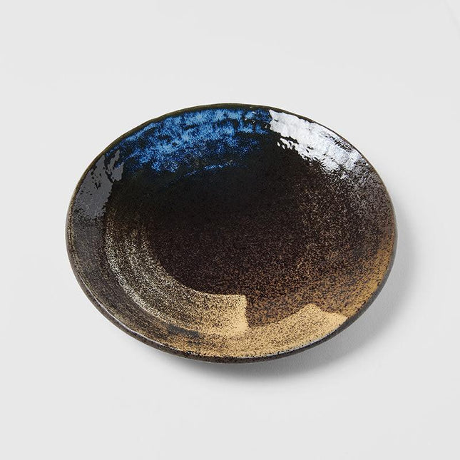 Dinner Plate 24cm Gold Brushstroke Glaze.