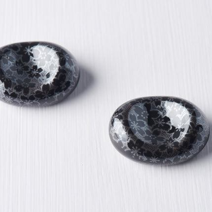 Chopstick Rest Pebble Black Sakura Design.